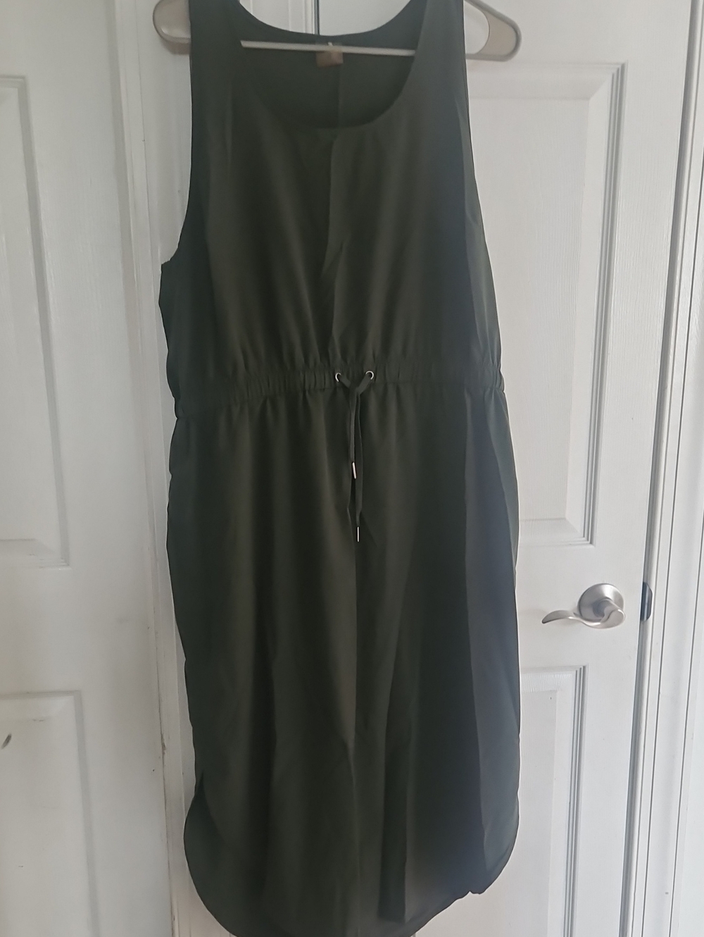 CALIA by Carrie Underwood Olive Drawstring Midi Tank Dress